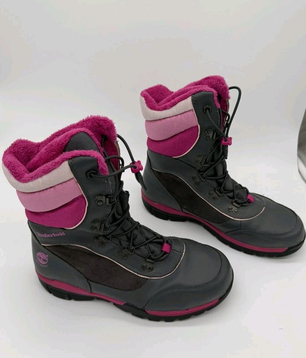 Timberland Thermolite 200 Gram Snow Boots Youth Girls Sz 7 Pink Gray Waterproof